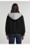 Oversize Fit Zippered Unlined Removable Hooded Women's Anthracite Jacket - 2