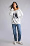 Oversize Cut-Out Boat Neck Printed Sweatshirt I0213Ax26Wn - 2