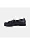 Women's Black Metal Buckle Tasseled Leather Loafer - 3