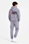 Gray Boy's Hooded Sweatshirt Set with Back Print Detail 24684 - 5