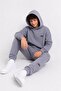 Gray Boy's Hooded Sweatshirt Set with Back Print Detail 24684 - 4