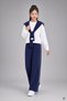 Navy Blue Girls' Sweatshirt with Shoulder Tie Detail and Wide Leg Pants 2-Piece Set 24759 - 3