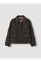 Leather Look Shirt Collar Girls' Coat