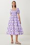 Pack of 2 Balloon Sleeve Patterned Woven Dress Lfg0188 Lila Blue Purple White - 3
