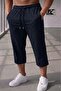 Men's Navy Blue Capri Below-Knee Combed Cotton Shorts - 2