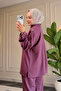 6355 - Stylish, Comfortable, Loose Viscose Soft Interlock Fabric Women's Set with Cross Zipper Detail - 5