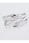 Silver Color Stone Detailed Cross Design Ring - 2