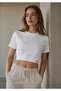 Crop Basic Lycra Cotton T-Shirt