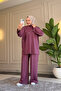 6355 - Stylish, Comfortable, Loose Viscose Soft Interlock Fabric Women's Set with Cross Zipper Detail - 6