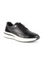 Men's Sneaker Black Genuine Leather Suede Decorated with Locking Rubber Laces Lightweight Thick White Eva Sole