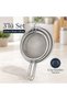 3-Piece Stainless Steel Colander Set 16-18-20 cm – Fine-Pore Metal Kitchen Strainer, Flour Sieve, Pasta and Vegetable Strainer - 4