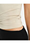 Women's Cream Ecovero ™   Viscose Crew Neck Short Sleeve Basic T-Shirt with Logo Detail - 4