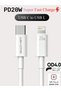 20W PD Fast Charging Cable 1M, OD4.0 Thickened PVC Wire 480Mbps Data Transfer Type-C to L Cord