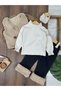 Plush Vest, Leather Cord Detail, Badili Fur Cuffs, Lycra Jeans, 3-Piece Baby Girl/Child Set - 2