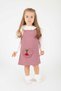 Girl's Cherry Detailed Velvet Gilet, Scallop Collar, Long Sleeve, Double Set, Seasonal and Winter Pink Salopet Dress (2-3-4-5 Years) - 5