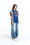 Blue Front Slogan Printed Contrast Detailed Vdr Oversize T-Shirt T-Shirt 19018 - 4