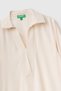 Women's Cream Soft Textured Polo Collar Long Sleeve Blouse - 3