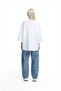 White Minimal Pocket Detailed Oversize Silhouette T-Shirt 19103 - 5