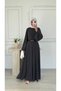 Molly Nelly Women's Parted Comfortable Belted Long Dress - 4