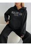Unisex Women's and Men's Healty for Lettering Printed Oversize 3 Thread Hooded Hoodie and Baggy Sweatpants - 4