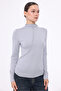 Asymmetrical Seam Detail Stand-Up Collar Long Sleeve Bluz - 4