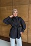 Women's Shoulder Detail Waist Tie Shirt Black