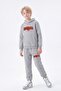 3 Thread Printed Winter Kangaroo Pocket Hooded Boys' Tracksuit Set - 5