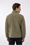 Men's Khaki Comfortable Fit Full Zipper Thick Plush Welsoft Fleece Jacket with Front Pockets - 2