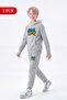 3 Thread Printed Winter Kangaroo Pocket Hooded Boys' Tracksuit Set