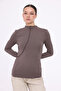 Asymmetrical Seam Detail Stand-Up Collar Long Sleeve Bluz - 4