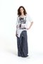 White Text Printed Asymmetrical T-Shirt 19140 - 3