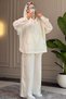6606 - Stylish Comfortable Modal Soft Knitted Fabric Loose Hooded and Cuff Detail Women's Set - 4
