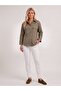 Women's Khaki Snap Fastener Double Pocket Comfortable Fit Shirt - 5