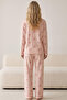Salmon Stripe Bow Patterned Soft Tuşe Winter Knitted Pajamas Set 8072 - 3