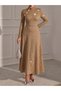 Women's Button Detailed Long Flowers Dress - 4