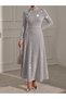 Women's Button Detailed Long Flowers Dress - 5