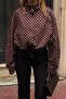 Brown Mini Polka Dot Jacket with Tie at the Waist - 9788 - 2