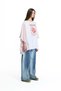 White Pink Front Printed Wide Cut Bat Sleeve T-Shirt 19022 - 2