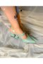 Veroni̇ka Green Patent Leather 2-Strap Short Heel Sandals - 4