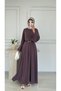Molly Nelly Women's Parted Comfortable Belted Long Dress - 5