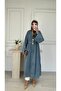Molly Nelly Women's Star Buttoned Long Denim Tunic Cap - 3