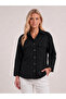 Women's Black Snap Fastener Double Pocket Cotton Comfortable Fit Shirt