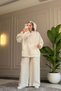 6606 - Stylish Comfortable Modal Soft Knitted Fabric Loose Hooded and Cuff Detail Women's Set - 7