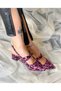 VERONICA PINK LEOPARD Patent Leather 2 BUCKLE SHORT HEEL SANDALS - 6