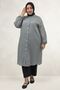 68072 Plus Size High-Neck Buttoned Tunic - Pitikare Black