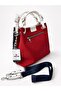 Women's Original Navy Blue Red New Season Large Size Soft Leather Handbag