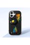 iPhone 17 Compatible Graffiti Style Black Cat Phone Case, Shockproof Silicone Case