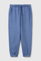 Boy's Blue Ribbed Sweatpants with Embroidered Logo on the Front and Pockets