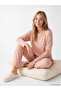 Lcw Beige Crew Neck Heart Printed Women's Pajama Set
