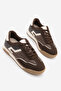 Women's Suede & Parachute Detailed Knit Panel Multi-Panel Lace-Up Casual Sneaker Farote Brown Suede